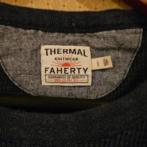 Faherty Thermal Knitwear Long Sleeve Waffle Knit Shirt - Size L - Picture 2 of 5